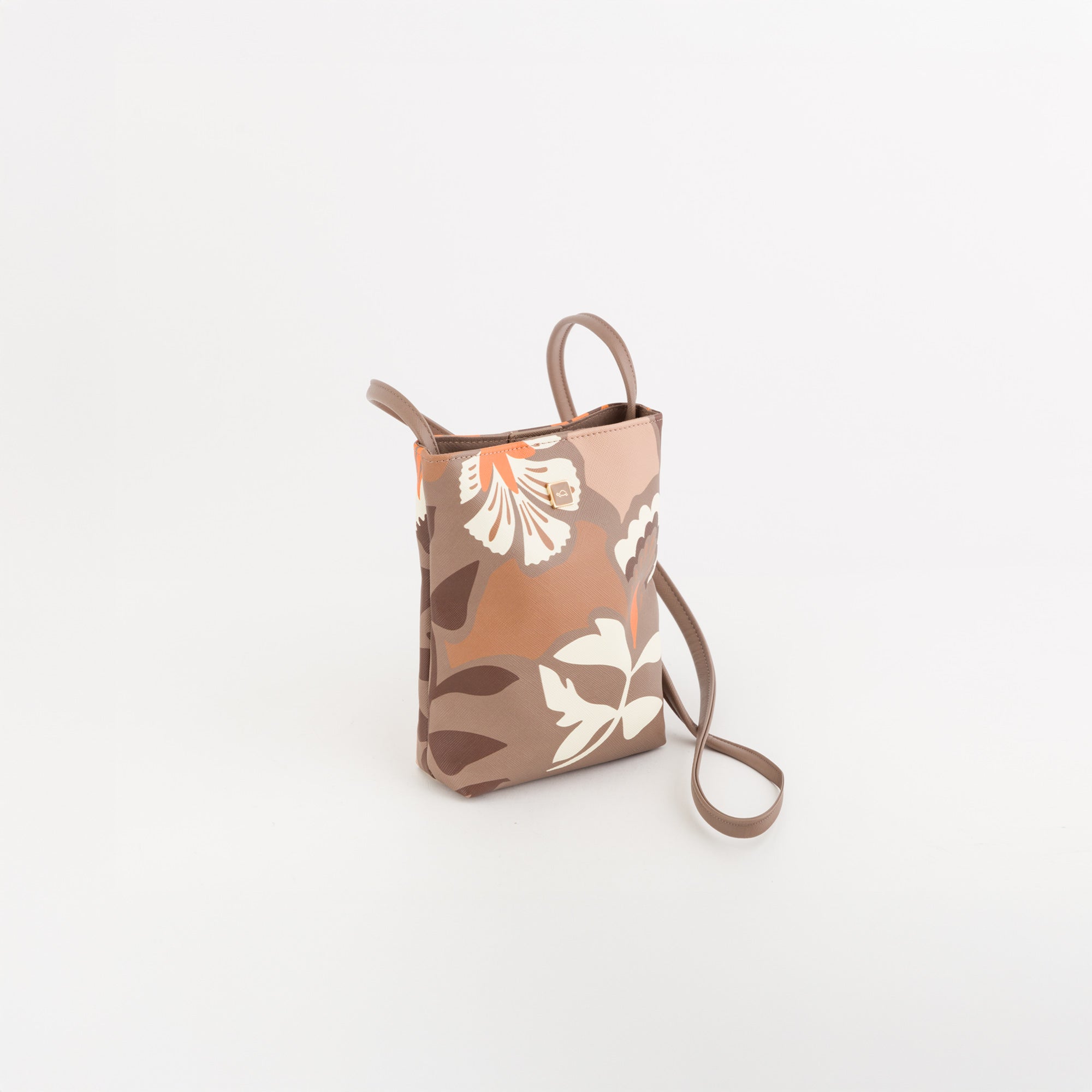Women's cell phone case - Bouquet wallet v1 Taupe/Multicolour