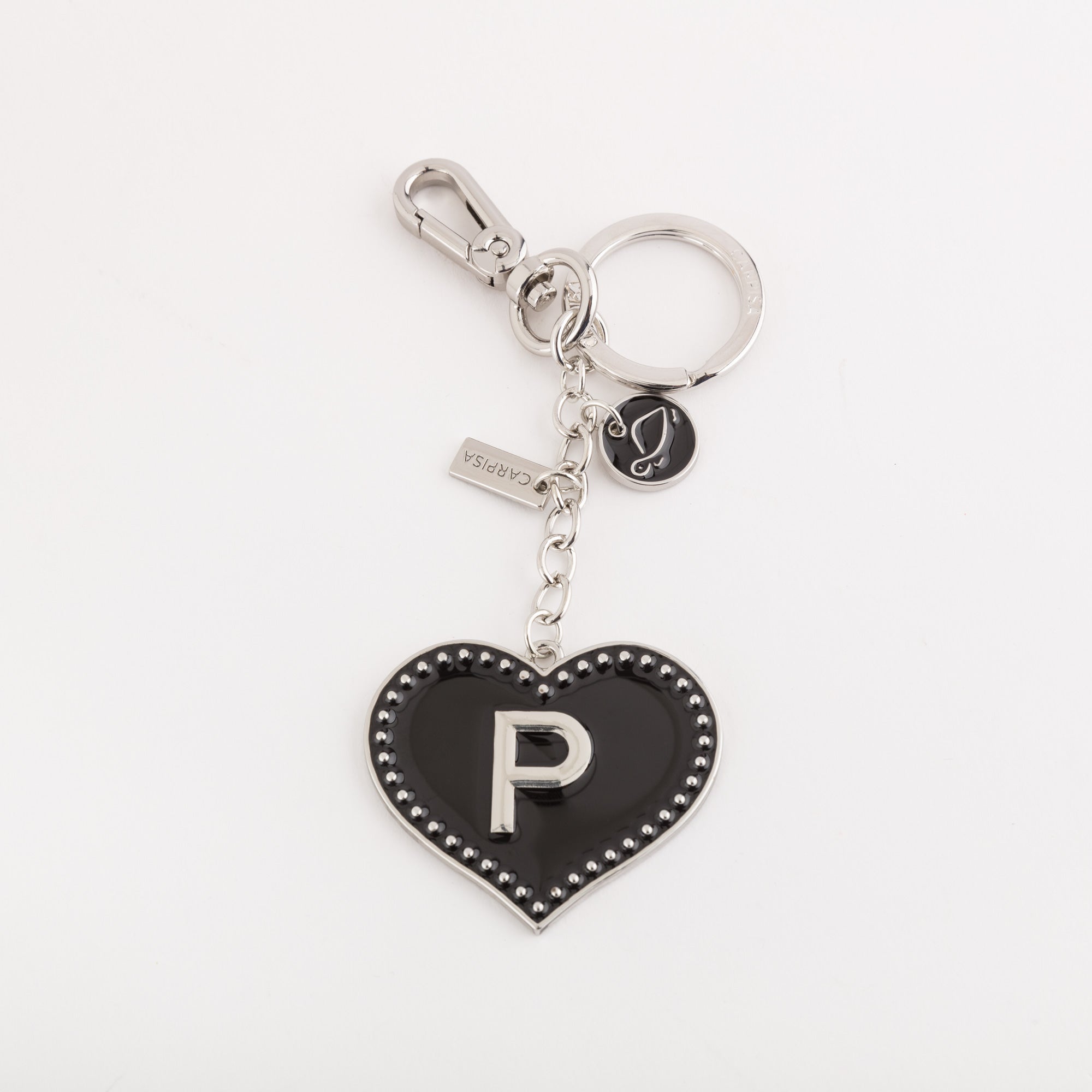Women's Metal Keychain - Heart letters keycha Black