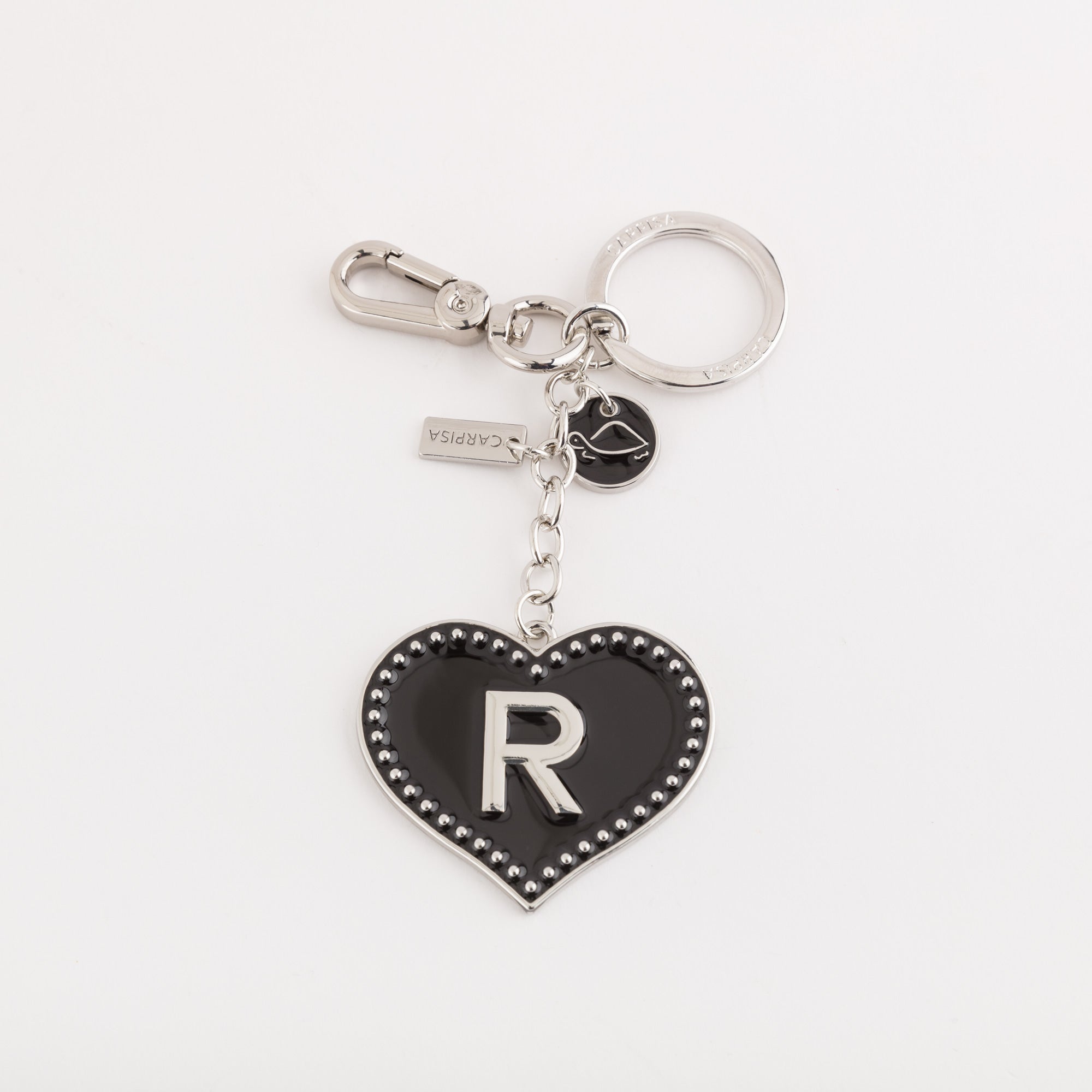 Women's Metal Keychain - Heart letters keycha Black
