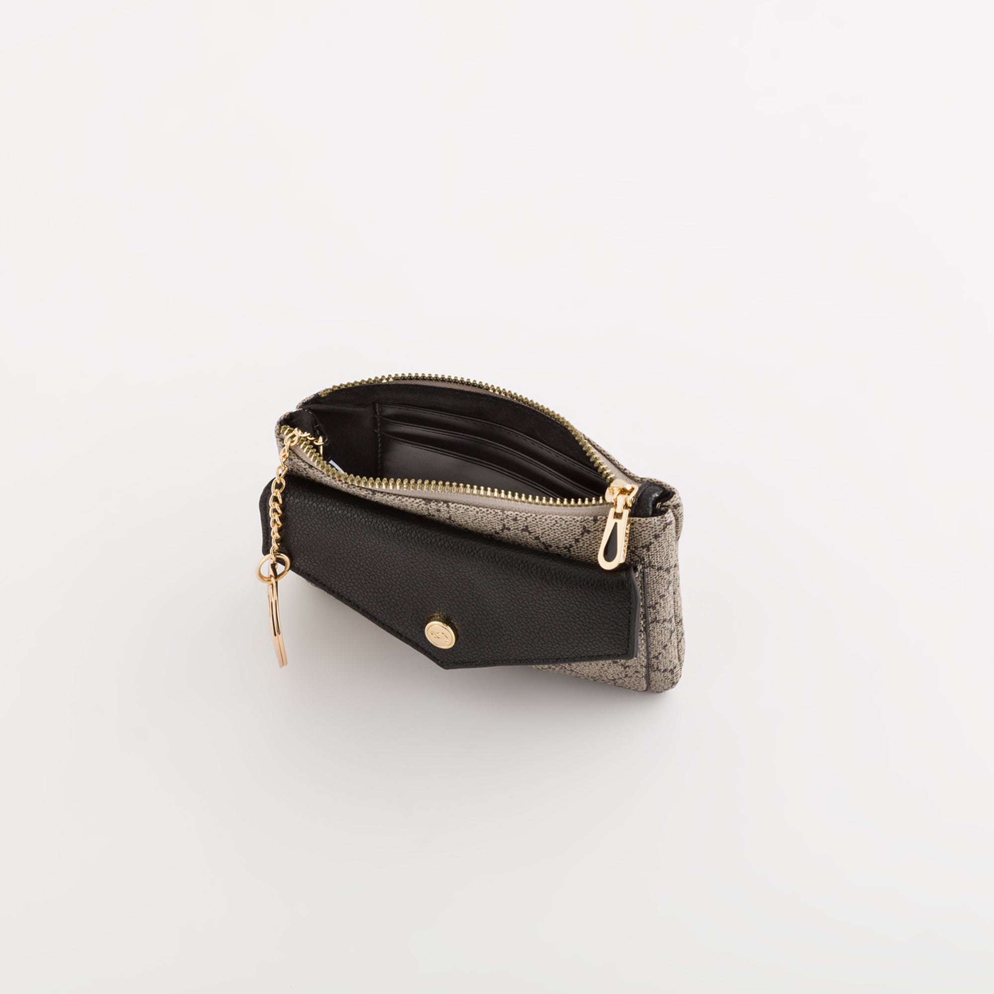 Women's Coin Purse with Keychain - Diana Wallet Taupe/Black