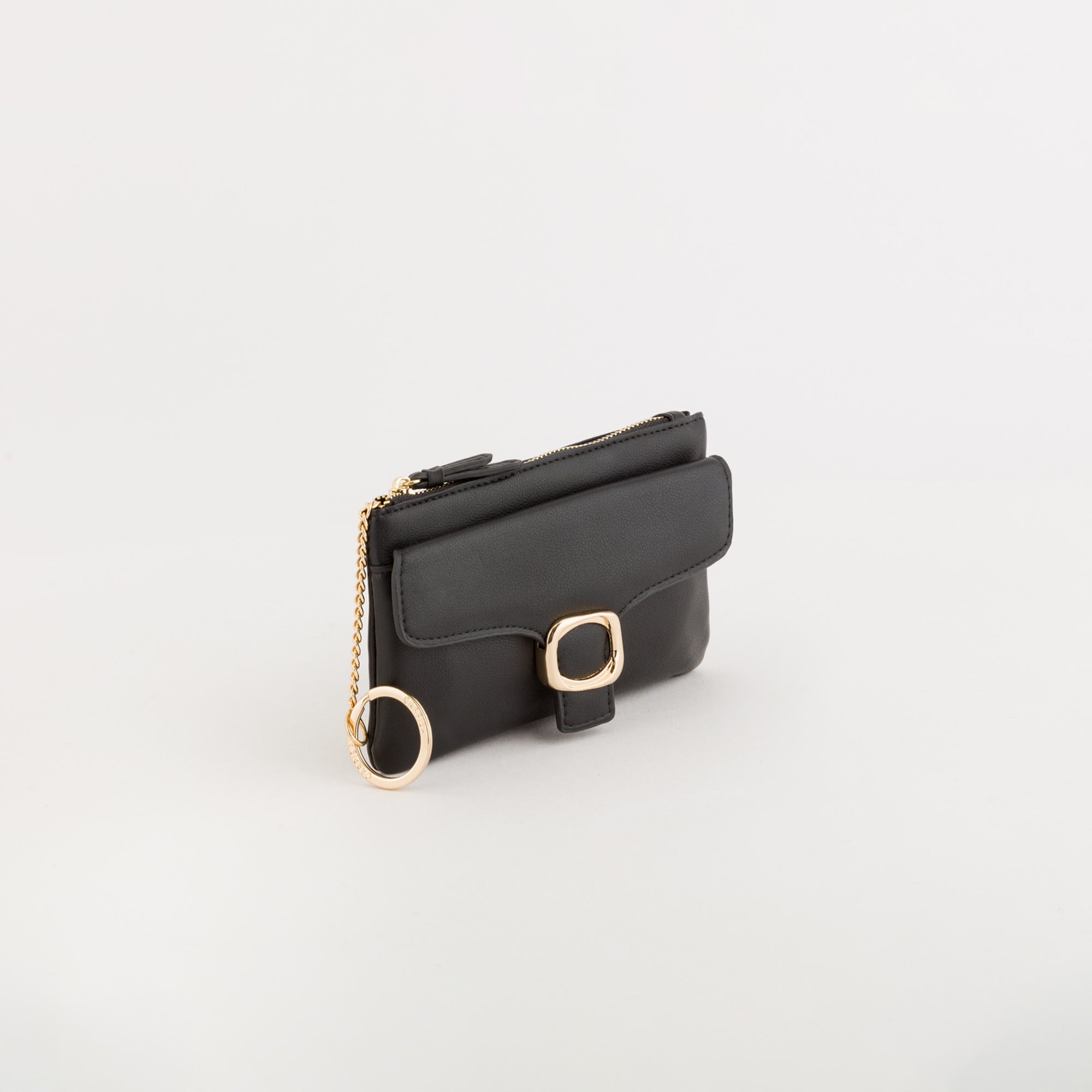 Women's Coin Purse With Keychain - Michela wallet v5 Black