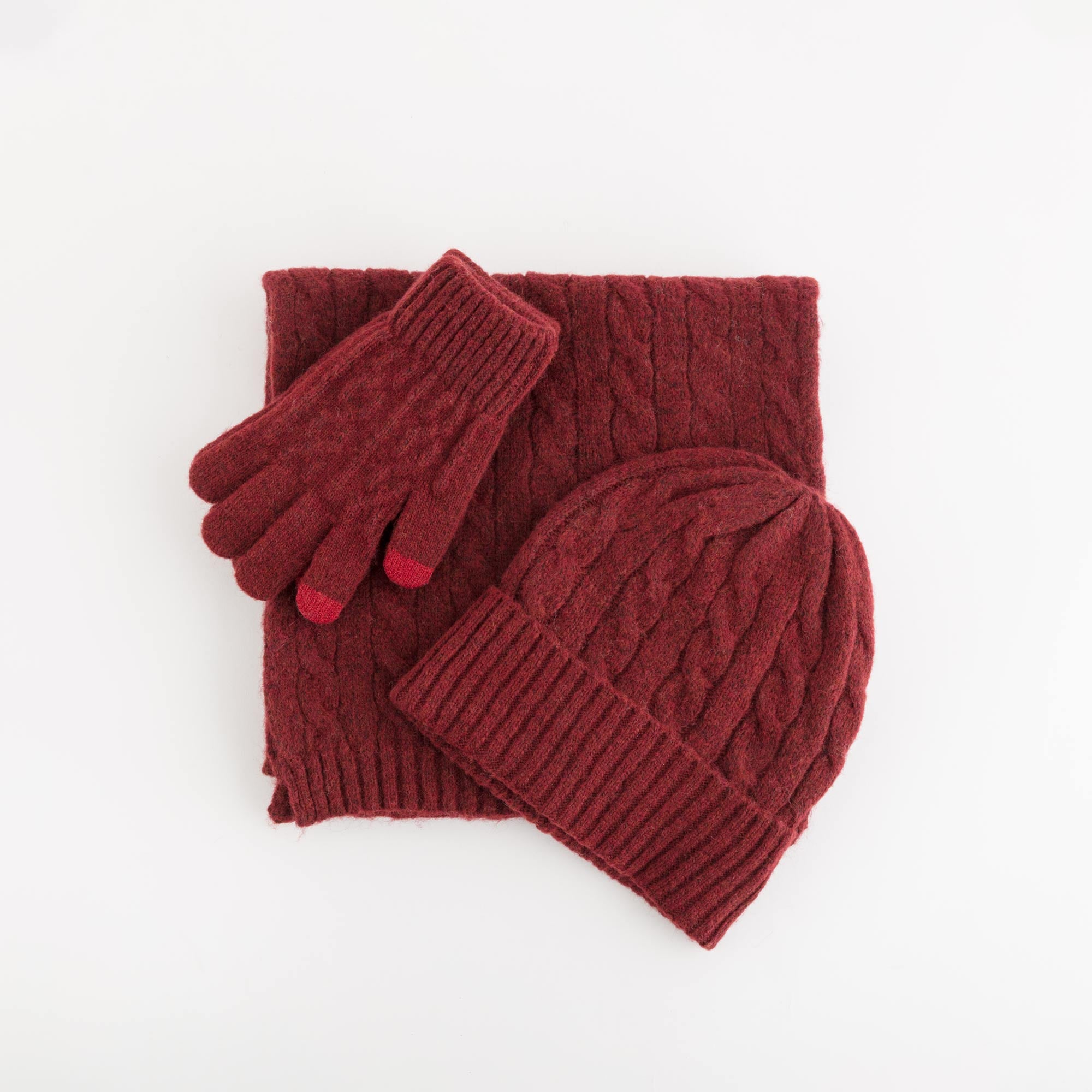 Set de gorro, bufanda y guantes para mujer - Austria Cereza