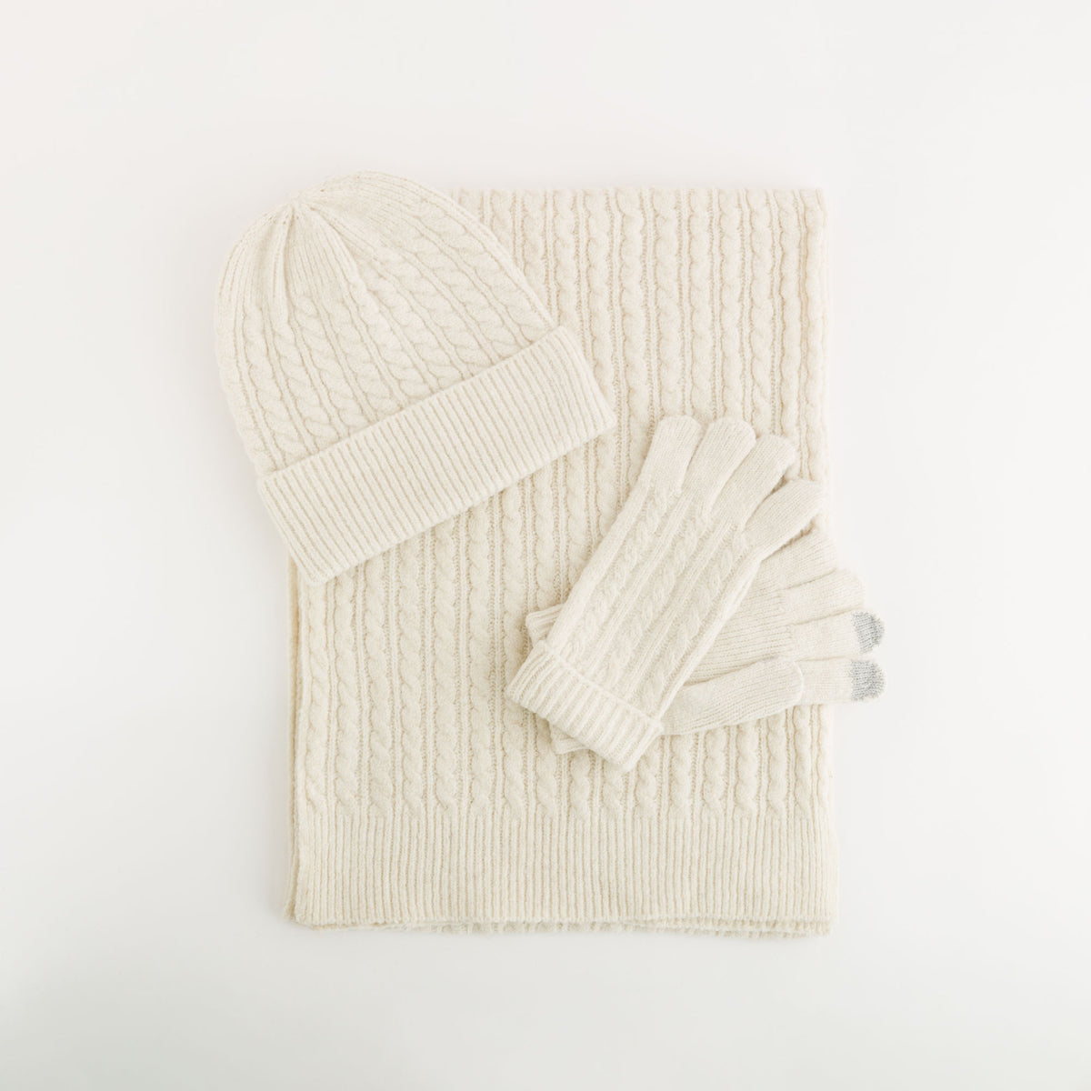 Set Guanto Sciarpa Cappello Donna - Freya Panna