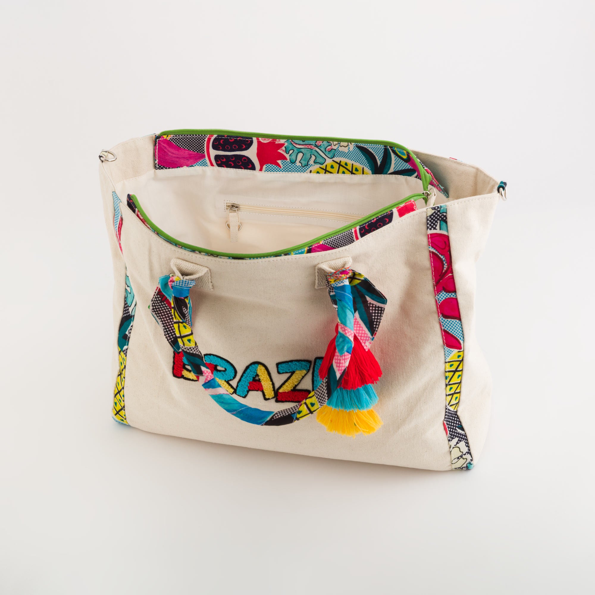 Damenhandtasche - Brasilien Creme/Mehrfarbig