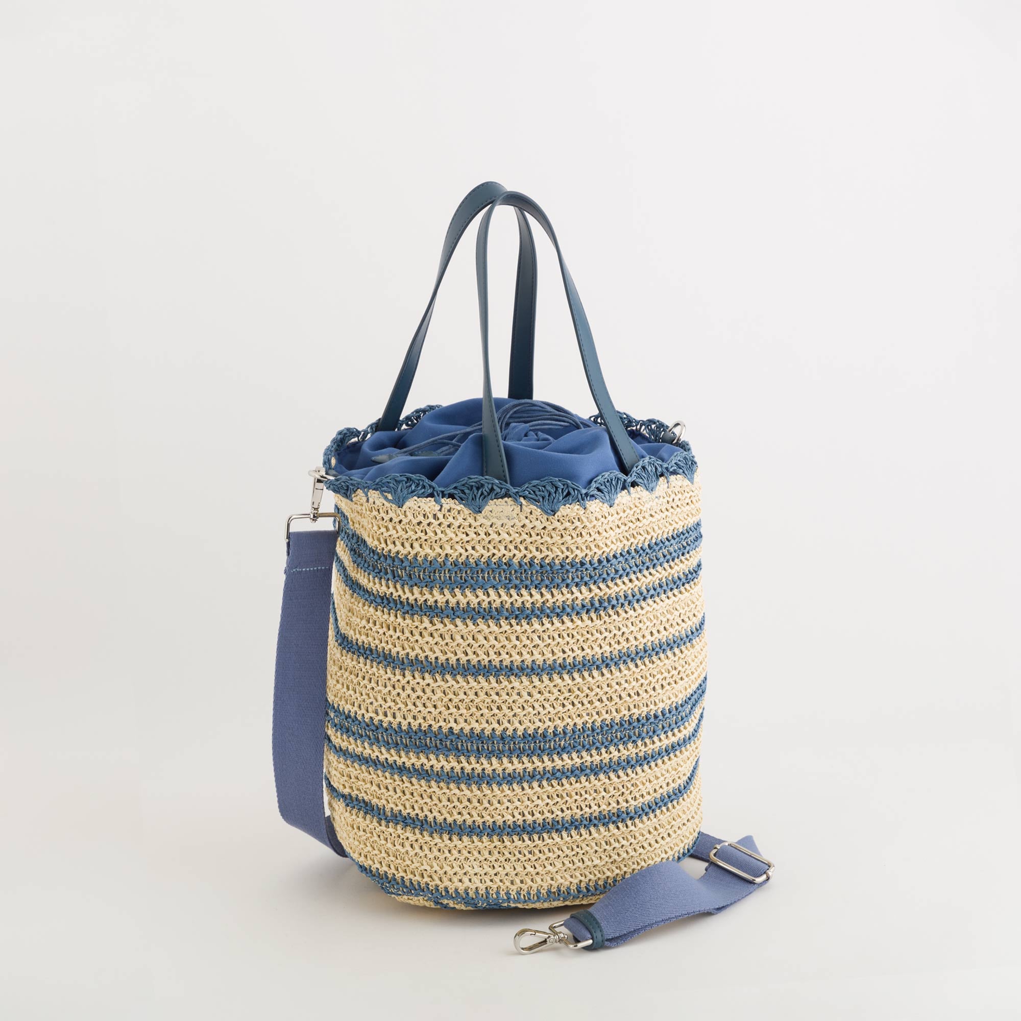 Borsa A Mano Donna - Riccione Naturale/Blue Denim