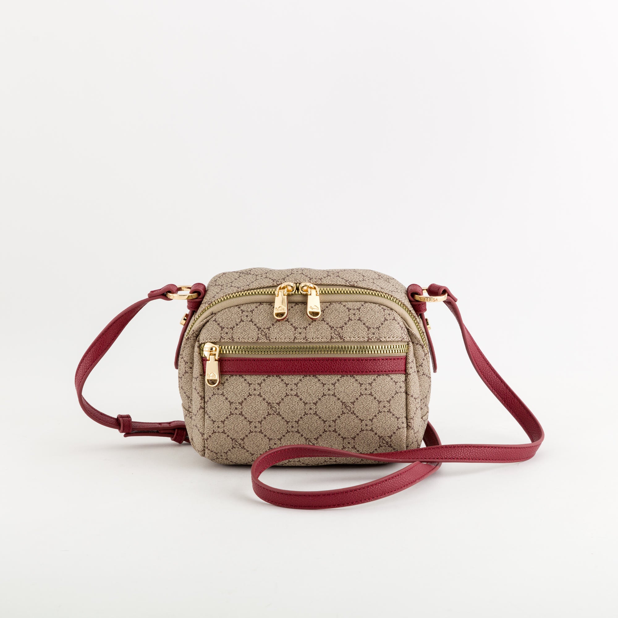 Schultertasche für Damen - Fiorenza Taupe/Wein