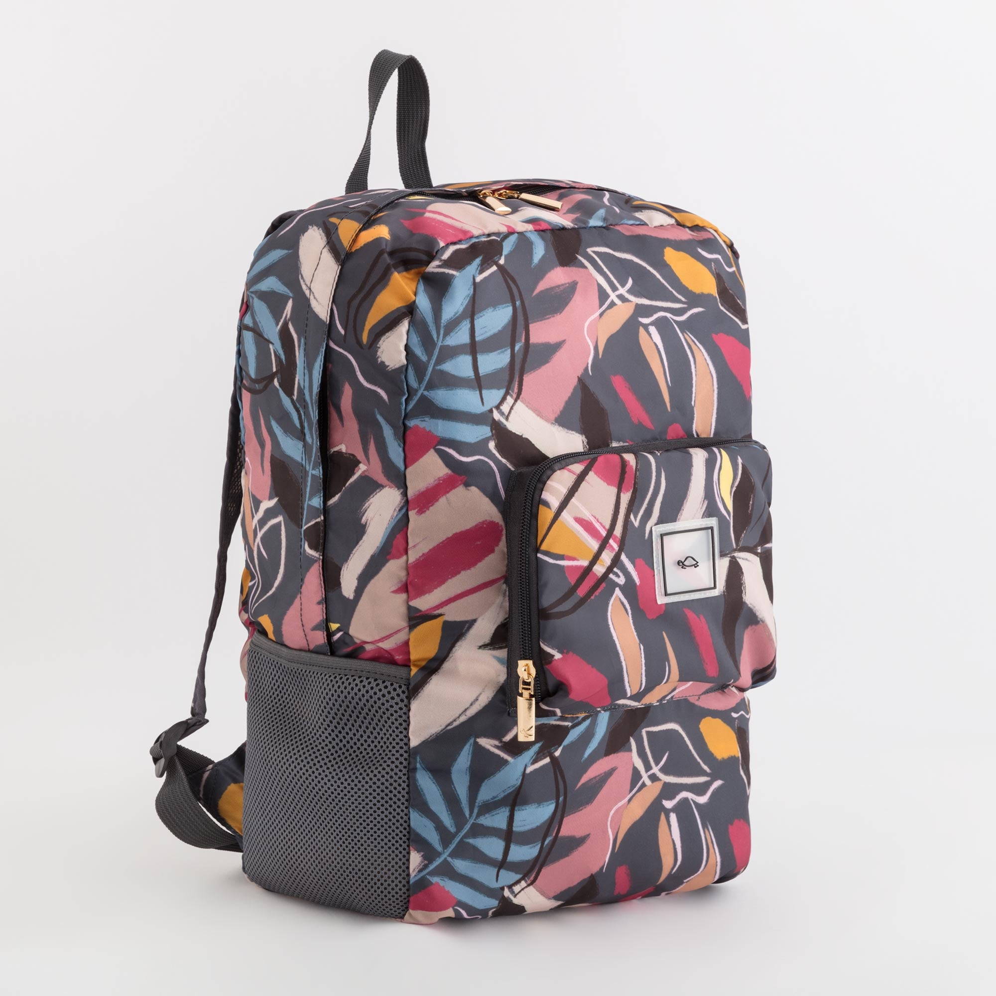 Women's Foldable Backpack - Gaia foldable bag Grey/Multicoloured
