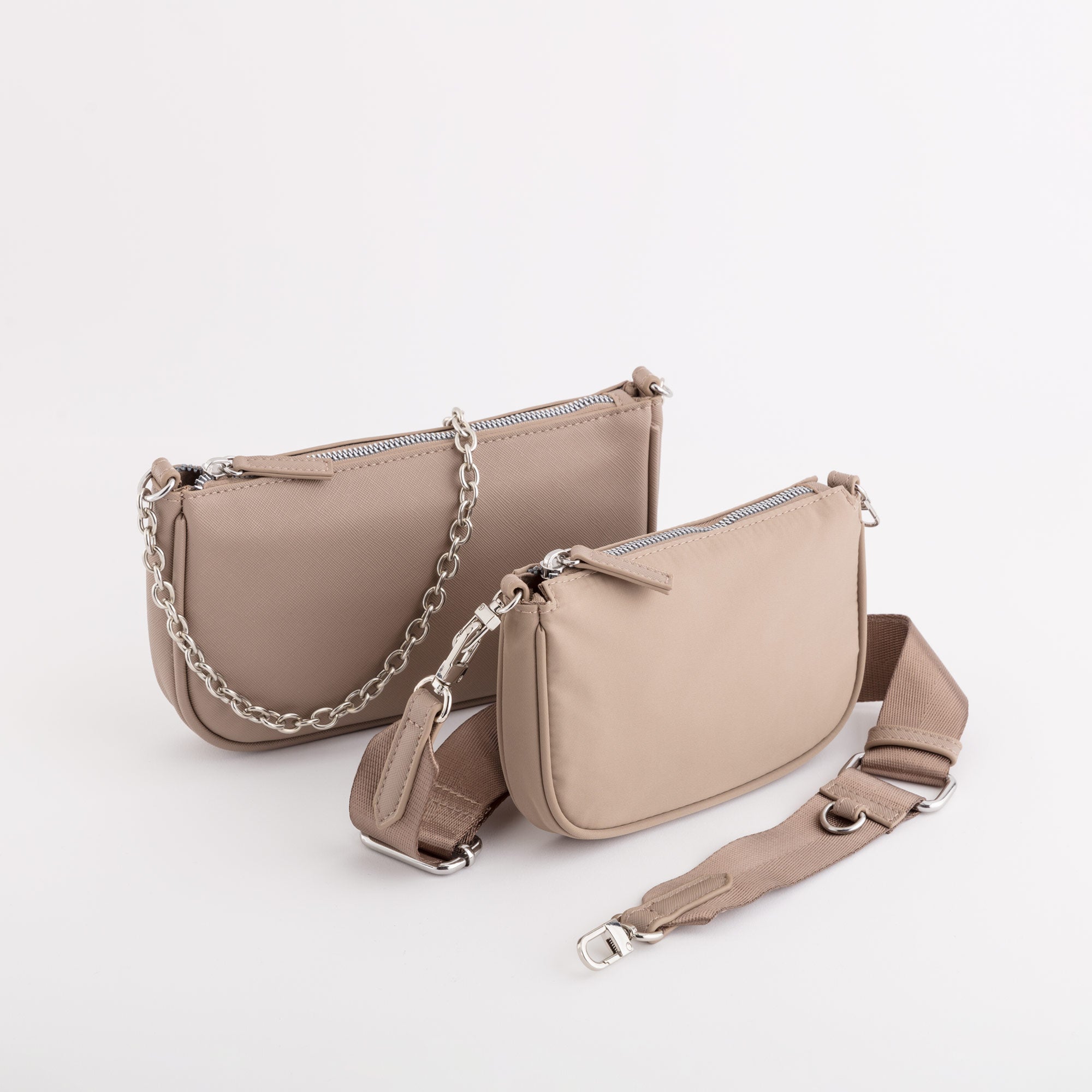 Shoulder bag + clutch - Trevis bags Light dove grey