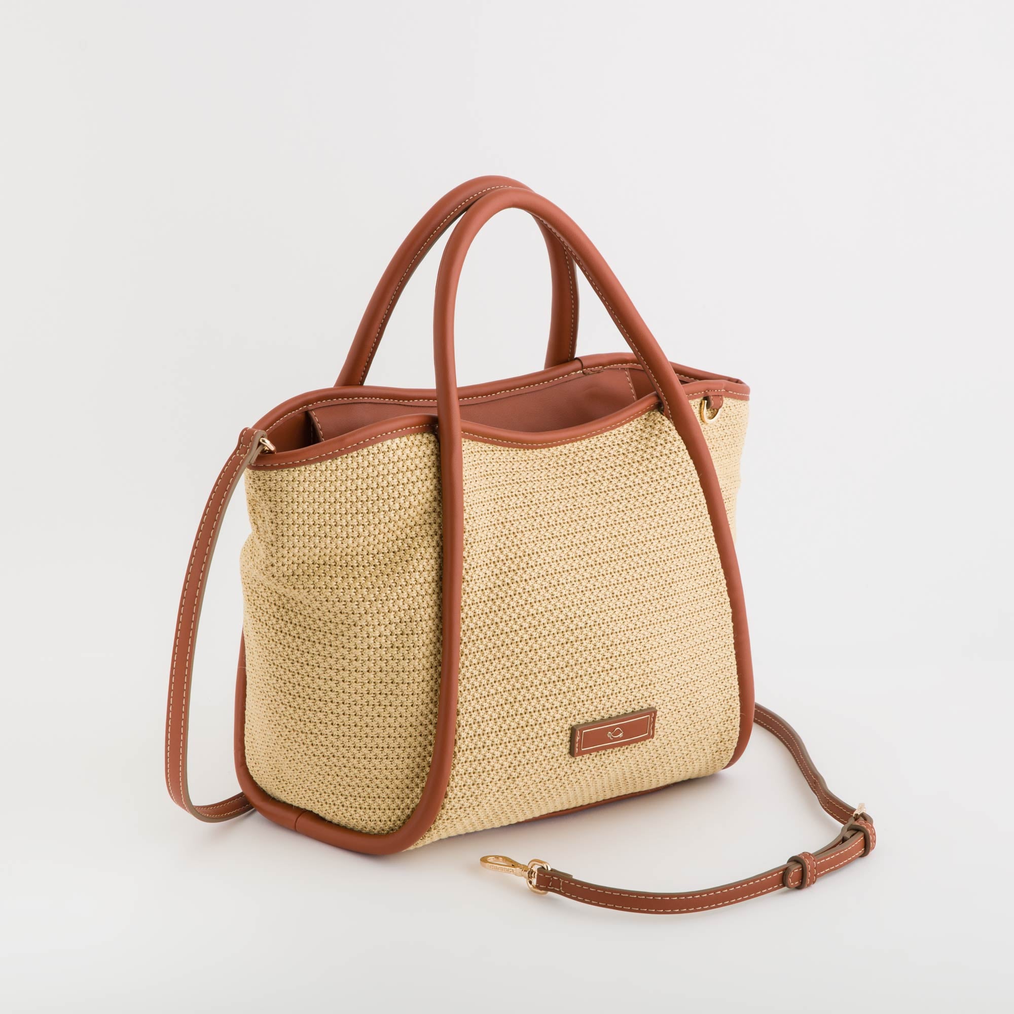 Borsa A Mano Donna - Ninfea Naturale/Cuoio