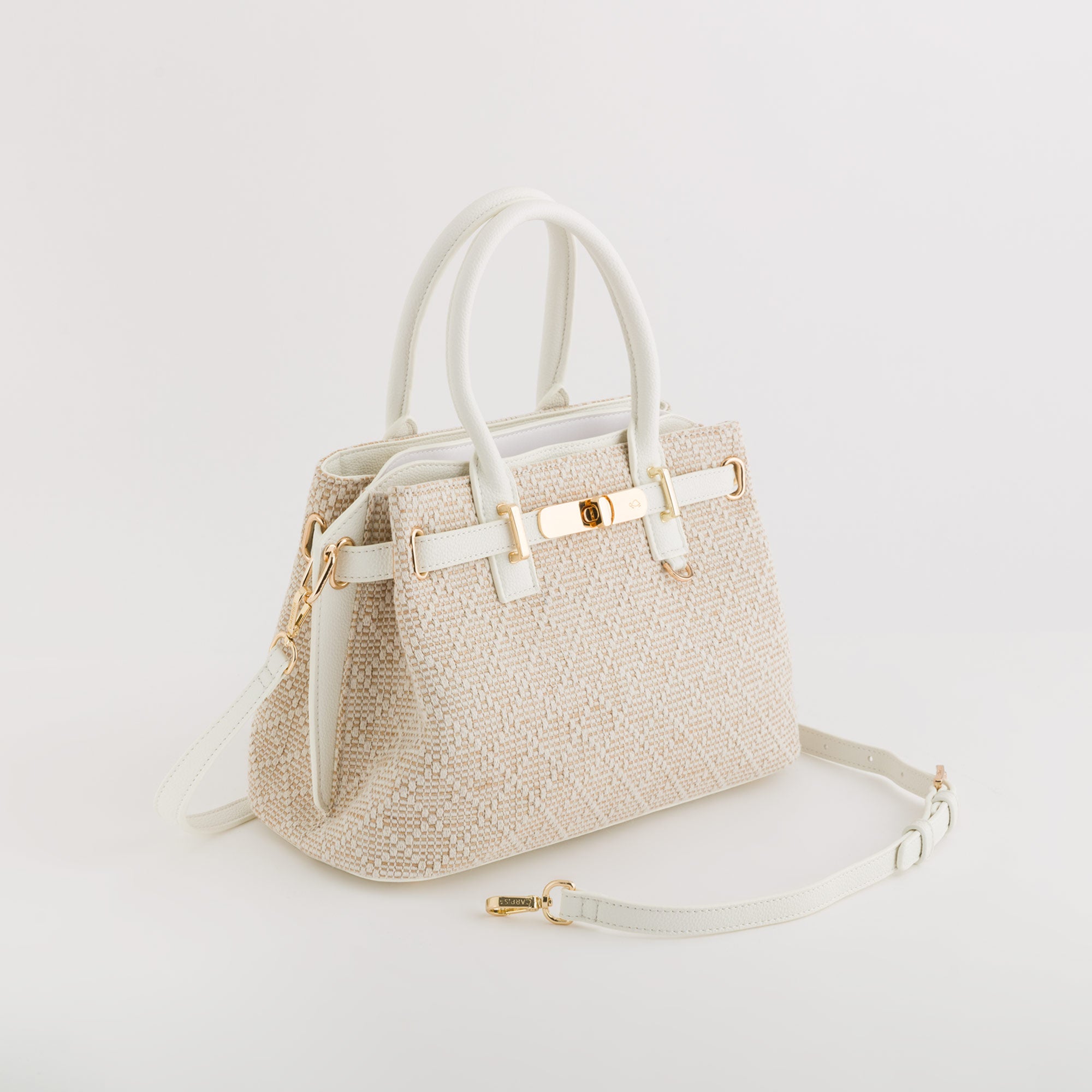 Damenhandtasche - Begonie Natur/Weiß