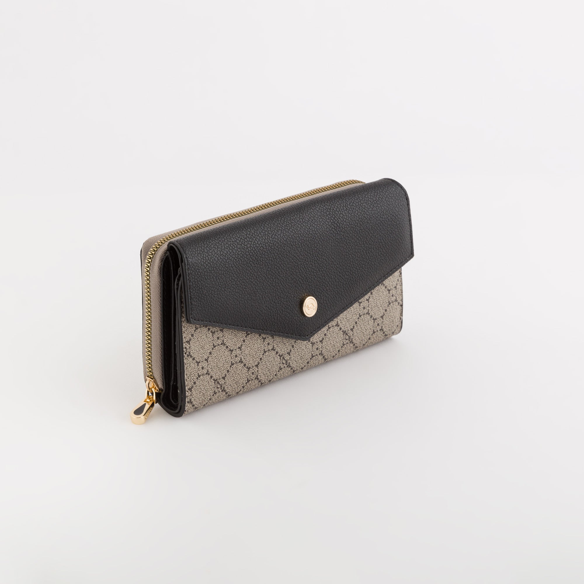 Große Damenbrieftasche - Diana Wallet Taupe/Schwarz