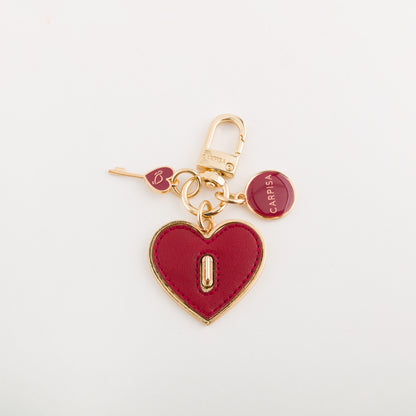 Porte-clés en métal pour femme - Porte-clés à verrouillage en forme de cœur Vin