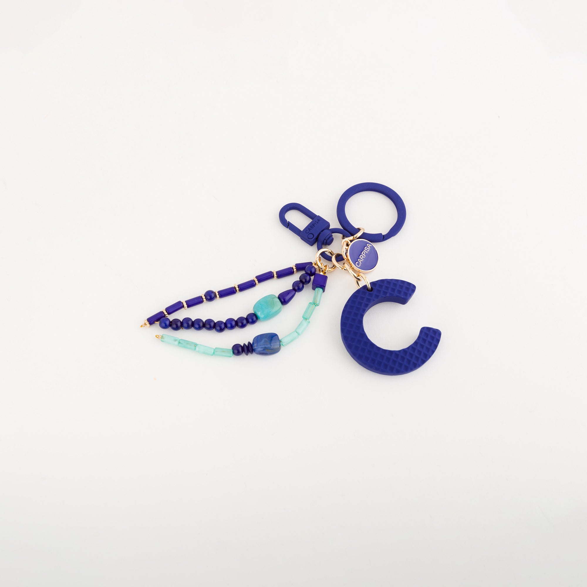 Women's keychain - Puffy letters keycha Bluette