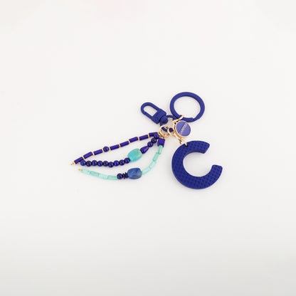 Women's keychain - Puffy letters keycha Bluette