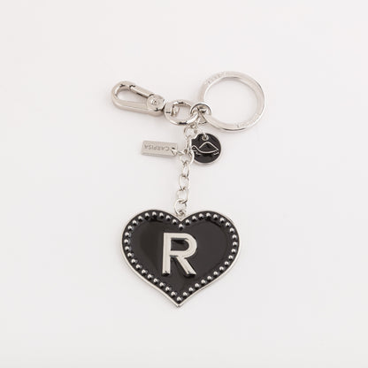 Women's Metal Keychain - Heart letters keycha Black