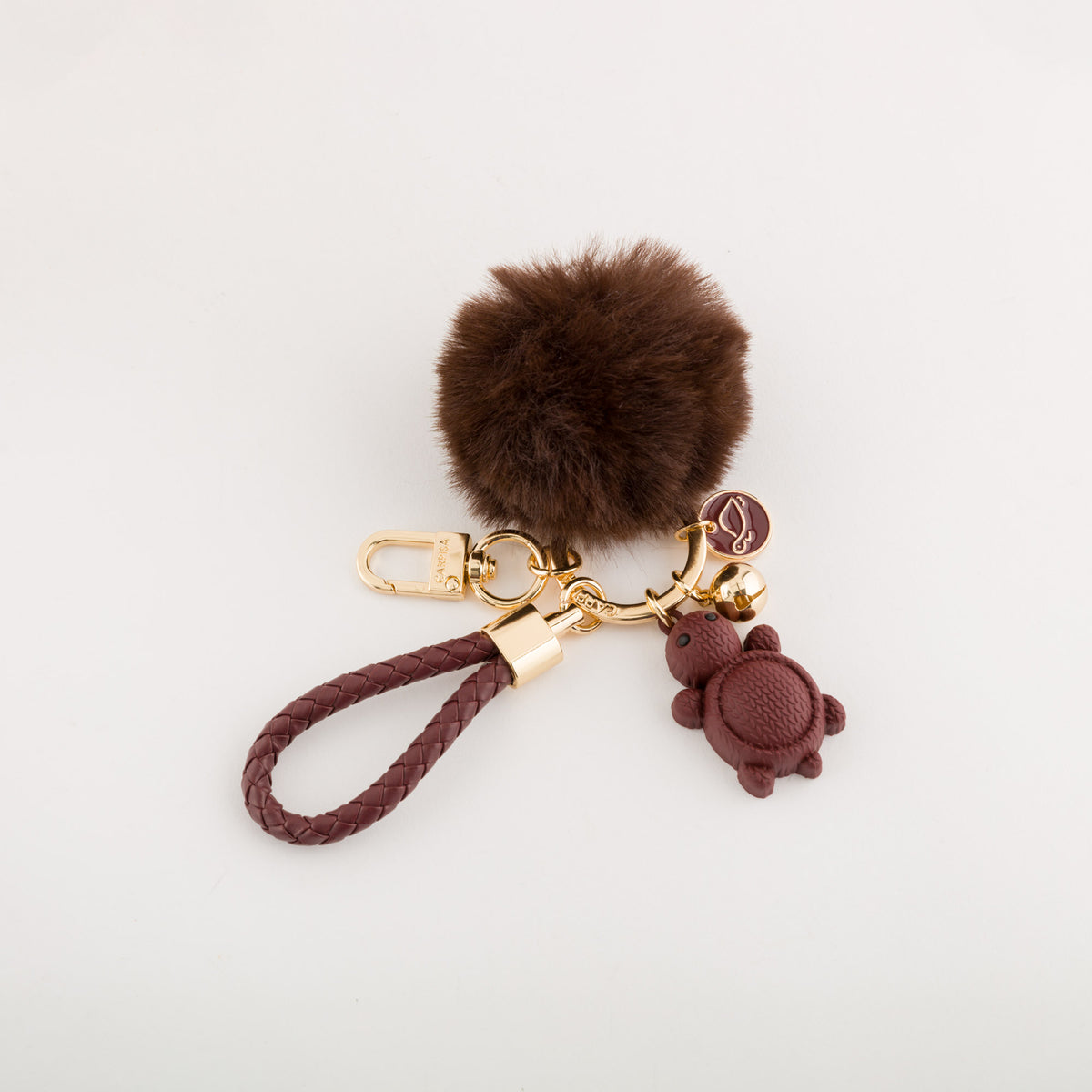 Women's keychain - Turtle winter keychain Wine