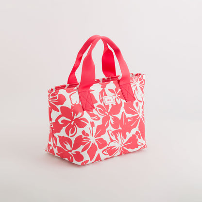 Kosmetiktasche für Damen - Augusta Koralle/Weiß