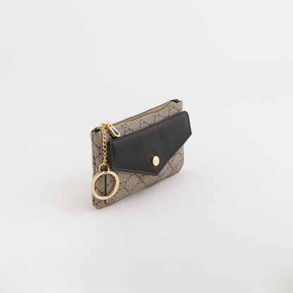 Women's Coin Purse with Keychain - Diana Wallet Taupe/Black