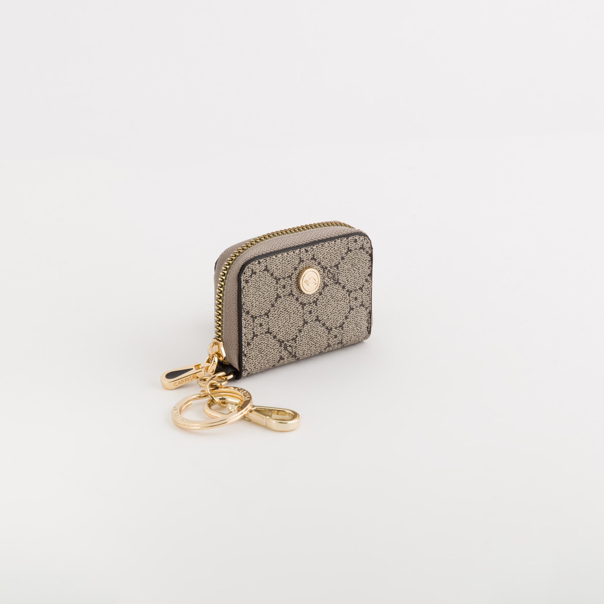 Women's Coin Purse with Keychain - Diana Wallet Taupe/Black