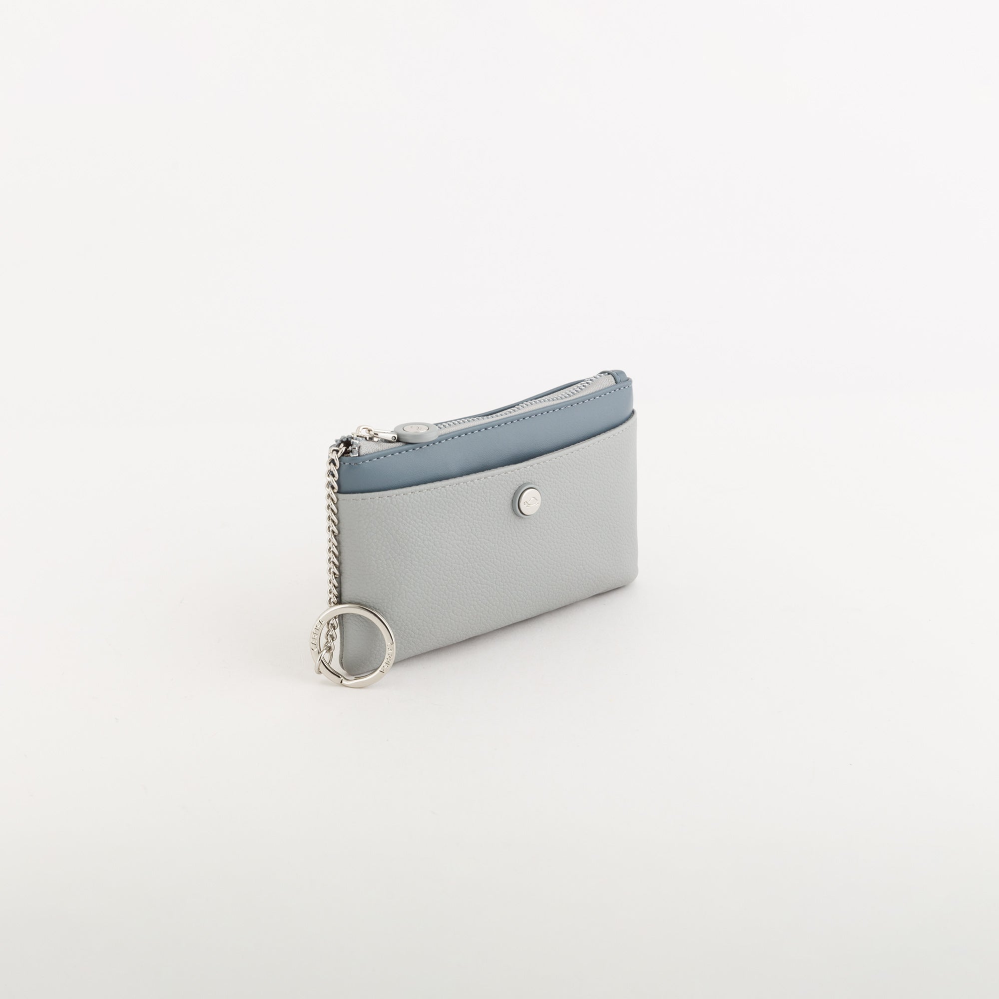 Women's Coin Purse With Keychain - Azalea wallet v1 Dusty Azure Blue