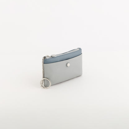 Women's Coin Purse With Keychain - Azalea wallet v1 Dusty Azure Blue