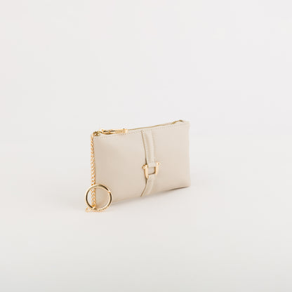 Women's Coin Purse With Keychain - Marie wallet Cream
