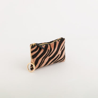 Women's Coin Purse With Keychain - Emily wallet v4 Black/Camel