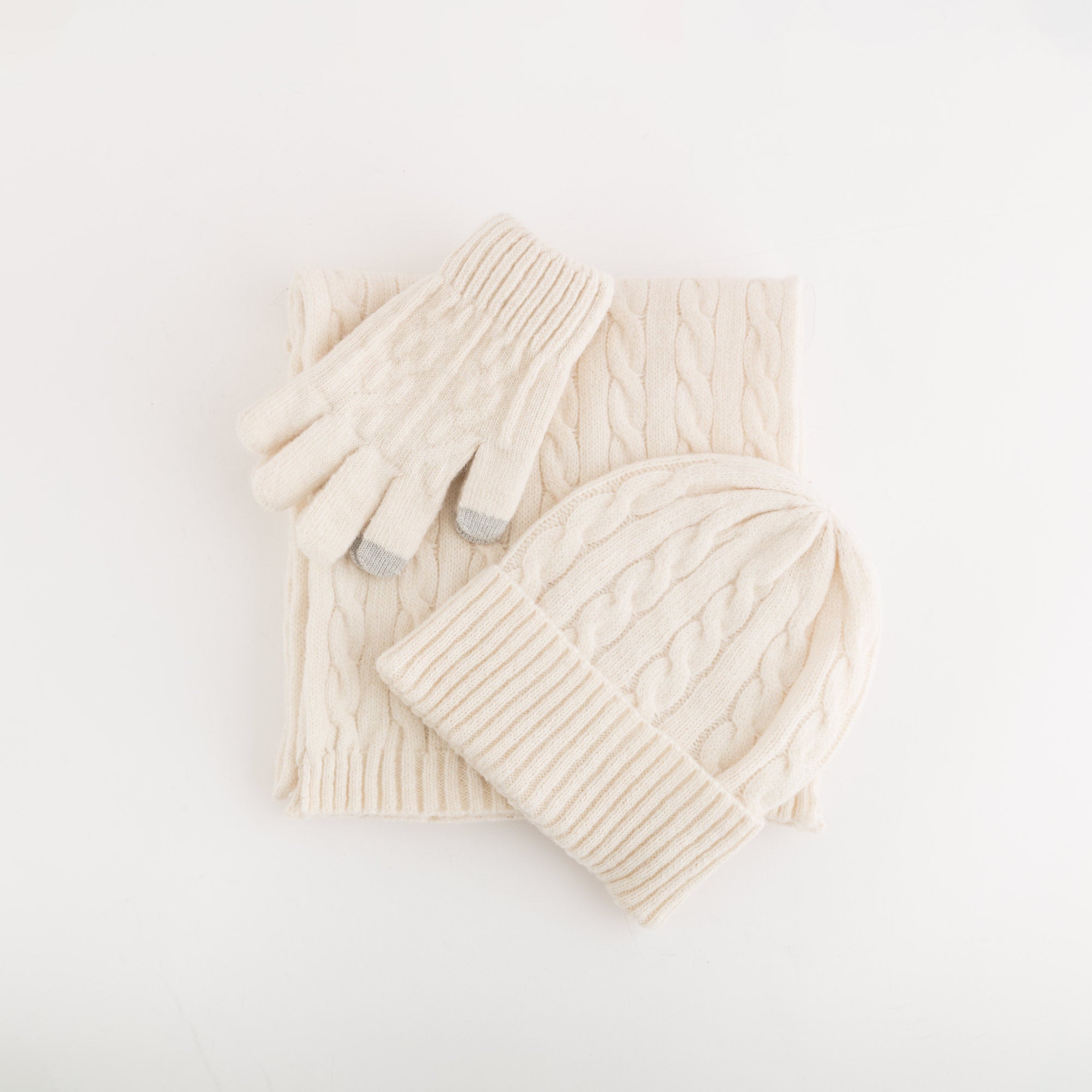 Set de gorro, bufanda y guantes para mujer - Austria Crema