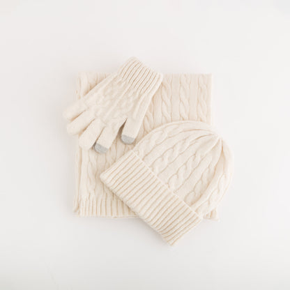 Set de gorro, bufanda y guantes para mujer - Austria Crema
