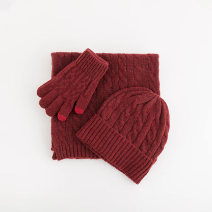 Set de gorro, bufanda y guantes para mujer - Austria Cereza
