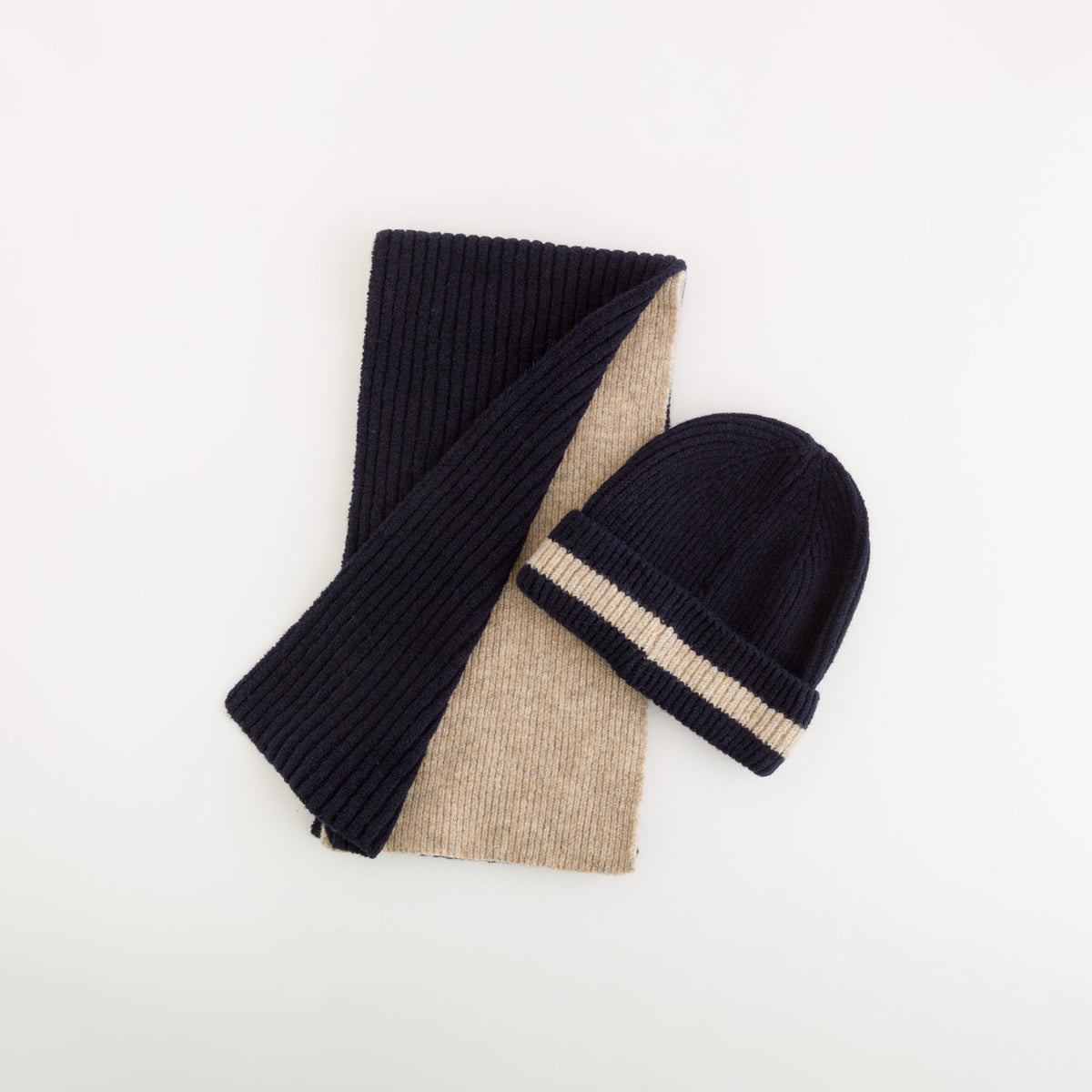 Set sciarpa cappello - Thaigo set Blu/Beige