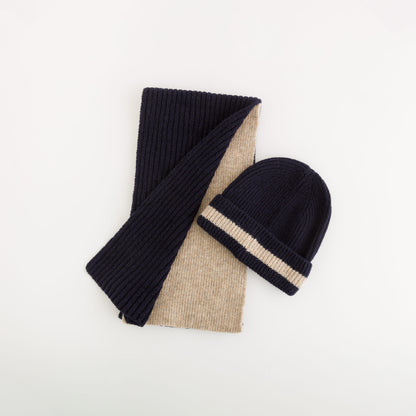 Set sciarpa cappello - Thaigo set Blu/Beige