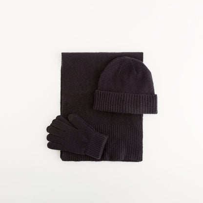 Set guanto sciarpa cappello - Thaigo set Nero