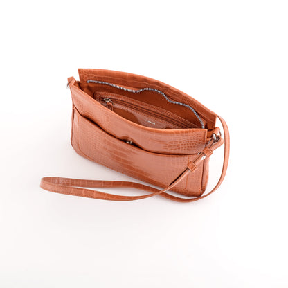 Schultertasche für Damen - Dorotea croco Leder