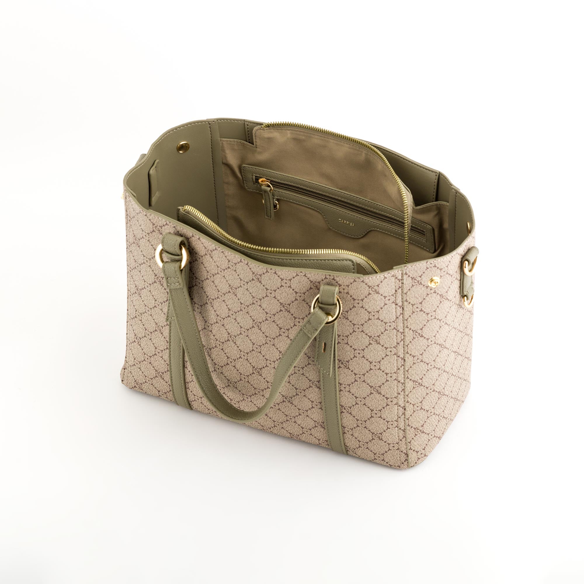 Damenhandtasche - Fiorenza Taupe/Bambus
