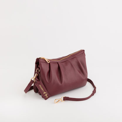 Schultertasche für Damen - Berry Wein