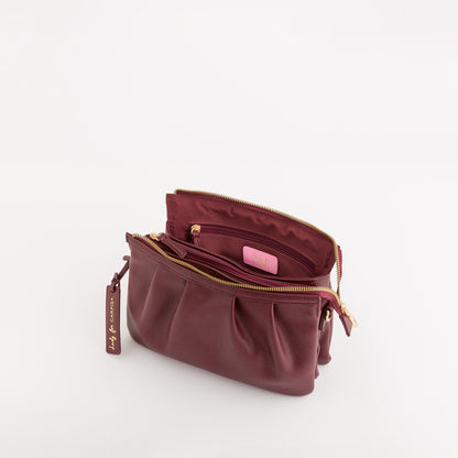 Schultertasche für Damen - Berry Wein