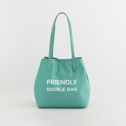Shopping reversibile - Friendly double spri Acquamarina/Sabbia
