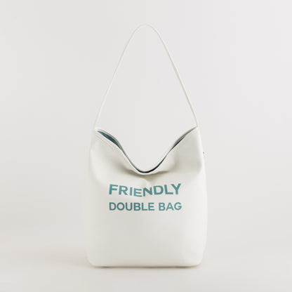 Wendetasche - Freundlicher Doppelspri Weiß/Aquamarin