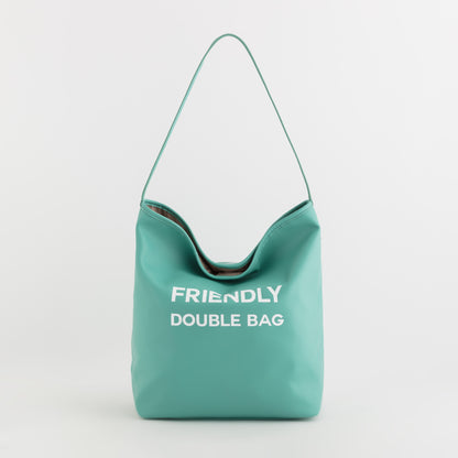 Bolsa reversible - Agradable doble ramillete Aguamarina/Arena