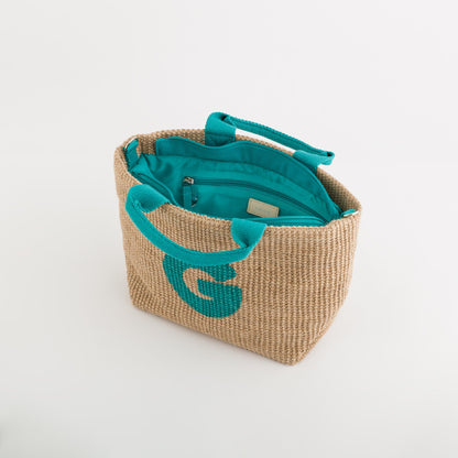 Damenhandtasche - Zante Natur/Aquamarin