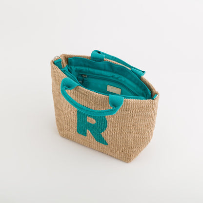 Damenhandtasche - Zante Natur/Aquamarin