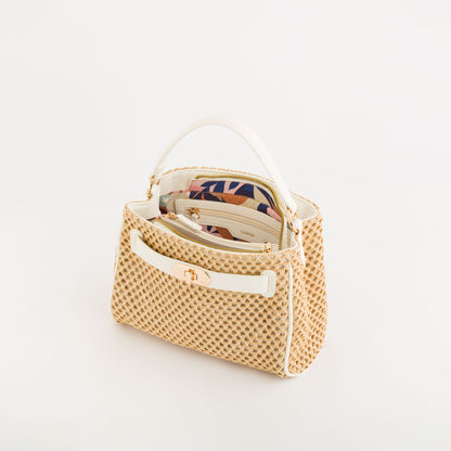 Borsa A Mano Donna - Junco Naturale/Burro