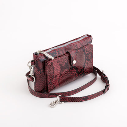 Geldbörse/Schultertasche für Damen - Tamara Pflaume/Mehrfarbig